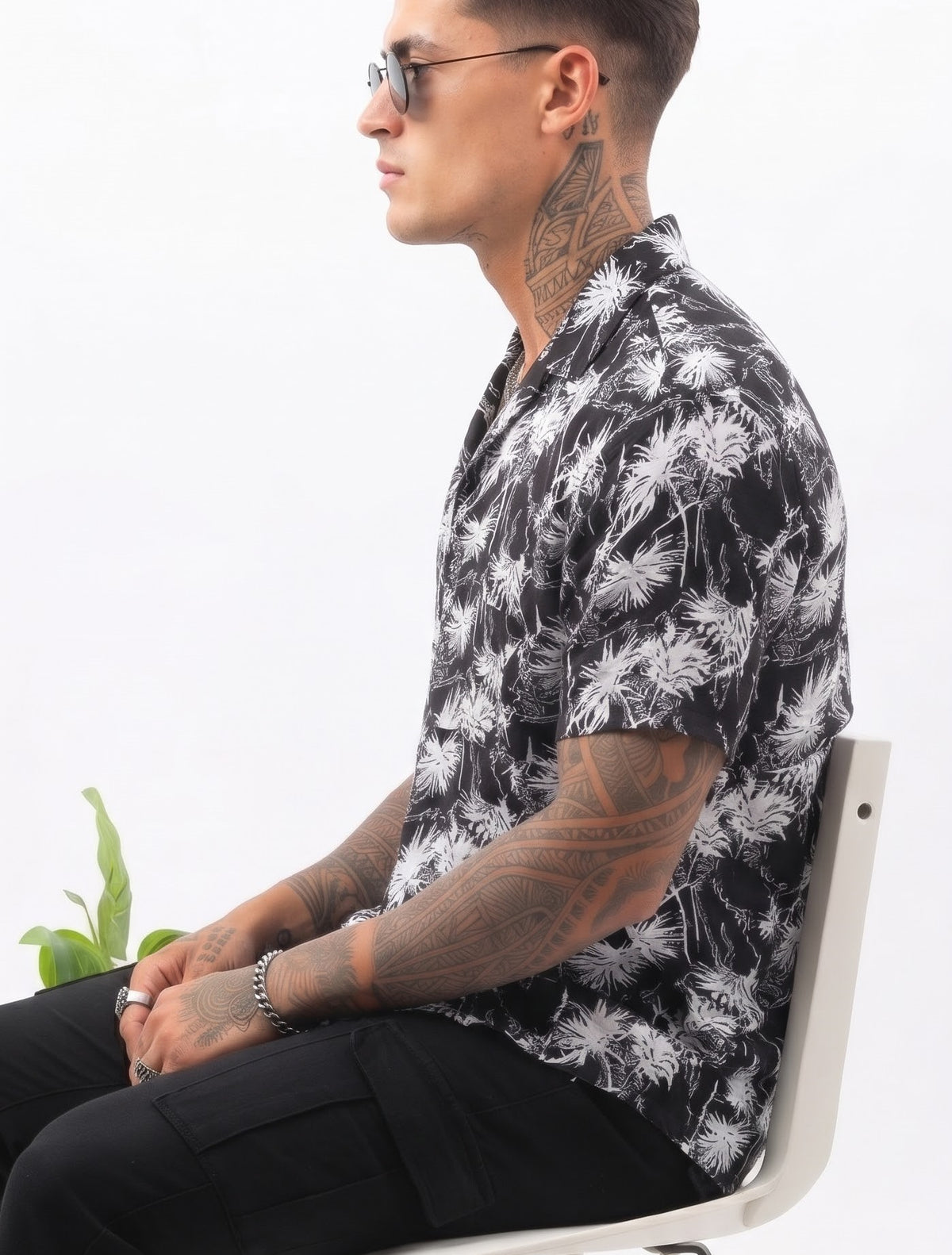 Printed Linen Shirt With a Cuban Coller