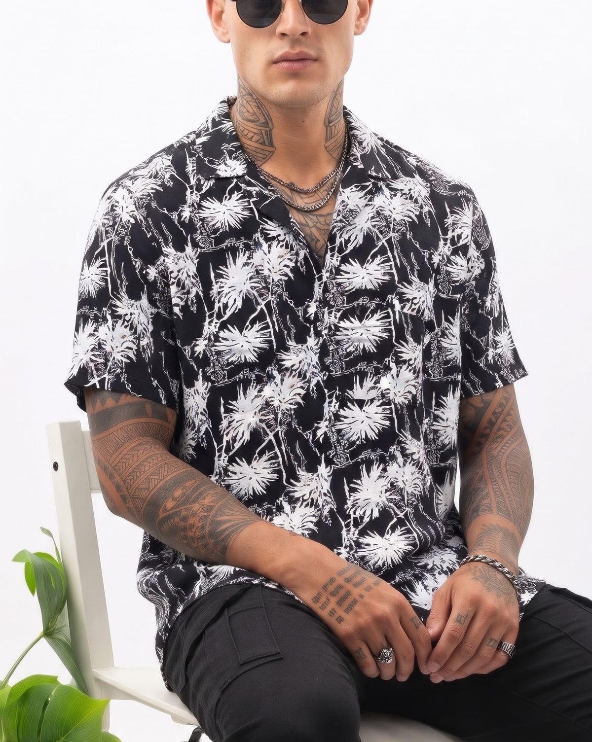 Printed Linen Shirt With a Cuban Coller